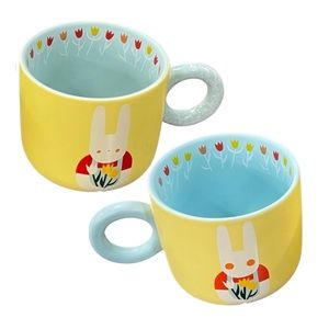 Unique set of cute bunny tulip mugs